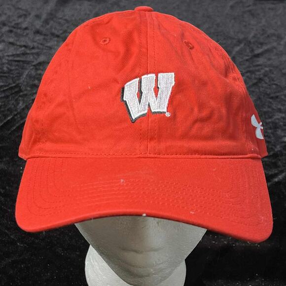 Red Wisconsin Under Armour Men's Hat - Picture 1 of 6